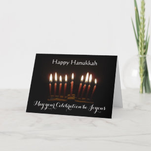 Cartão Feliz Menorá Acesa de Hanukkah