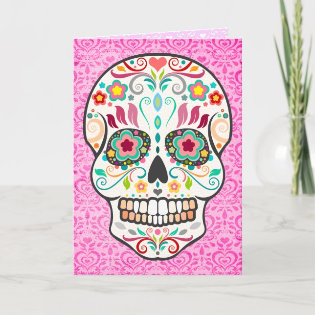 Cartão Feliz Muertos - Happy Sugar Skull Custom Card (Frente)