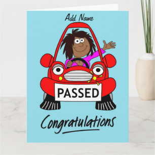 Cartão Feliz Mulher Acabou De Passar No Teste De Condução