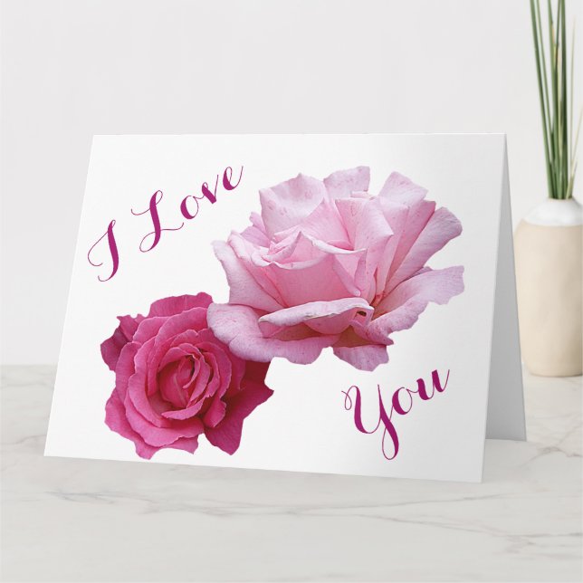 Cartão Feliz Namorados bonito rosas rosas românticas amor (Frente)