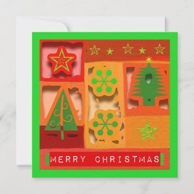 Cartão Feliz Natal 3-D Parecem Uma Plena Carta De Saudaçã (Frente)