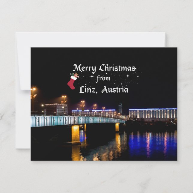 Cartão Feliz Natal a partir de Linz, Áustria (Frente)