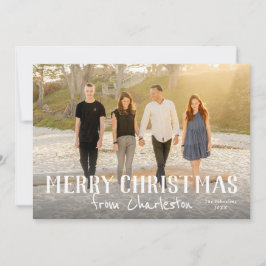 Cartão Feliz Natal a partir de uma foto da cidade ou loca