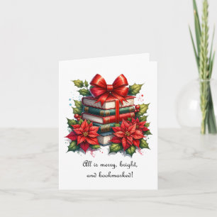 Cartão Feliz Natal Amante de Livros