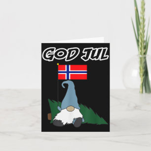 Cartão Feliz Natal Anão Norueguês Camisa Jul Noruega
