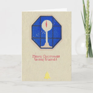 Cartão Feliz Natal ao Meu Amigo Xilogravura Japonesa