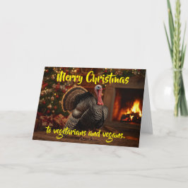 Cartão Feliz Natal aos vegetarianos e veganos.