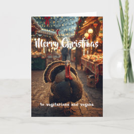 Cartão Feliz Natal aos vegetarianos e veganos.
