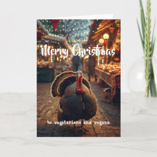 Cartão Feliz Natal aos vegetarianos e veganos.