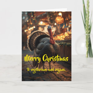 Cartão Feliz Natal aos vegetarianos e veganos.