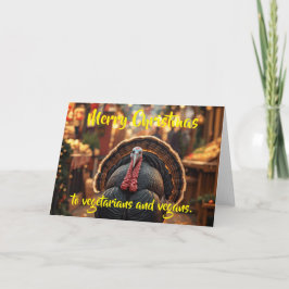Cartão Feliz Natal aos vegetarianos e veganos.