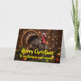 Cartão Feliz Natal aos vegetarianos e veganos.