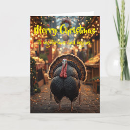 Cartão Feliz Natal aos vegetarianos e veganos.