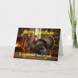 Cartão Feliz Natal aos vegetarianos e veganos.