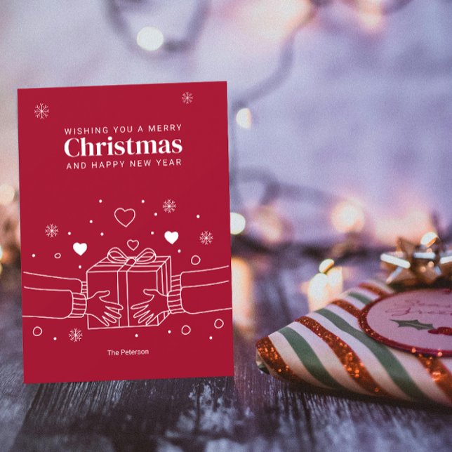 Cartão Feliz Natal | Arte de Linha do Prazer de Dar Sauda (Criador carregado)