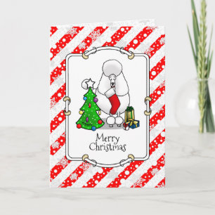 Cartão Feliz Natal Árvore 2 Poodle (branco)