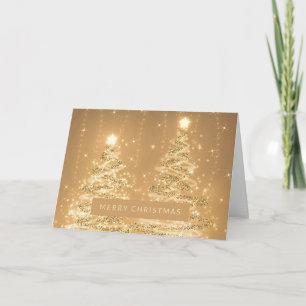 Cartão Feliz Natal Árvores Espumantes Cobre