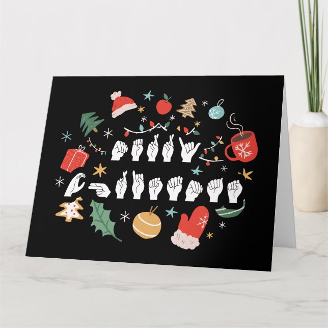 Cartão Feliz Natal - ASL American Sign Language III (Frente)