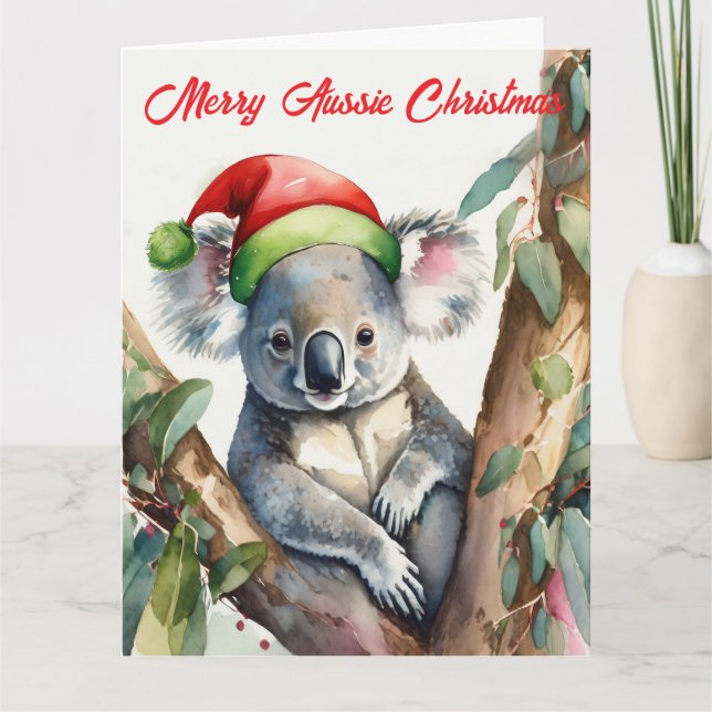 Cartão Feliz Natal Australiano Coala  (Frente)