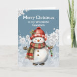 Cartão Feliz Natal Avô Snowman<br><div class="desc">Um sorriso de boneco de neve,  tão quente e brilhante,  assim como nossa amizade,  puro prazer. Feliz Natal,  meu querido neto Que nosso riso nunca acabe.</div>