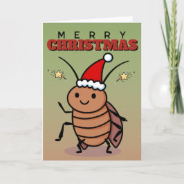 Cartão Feliz Natal Barata Usando Um Chapéu de Papai Noel