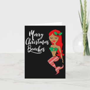Cartão Feliz Natal Beaches Mermaid Summer Beach