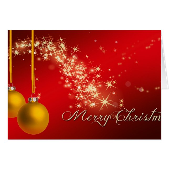 Cartão Feliz Natal, bolas de Natal (Frente Horizontal)