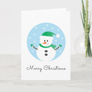 Cartão Feliz Natal Boneco de Neve Flocos de Neve