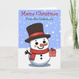 Cartão Feliz Natal Boneco de Neve Nome da Família Persona