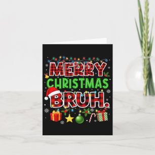 Cartão Feliz Natal Bruh Engraçado Xadrez Vermelha Meninos