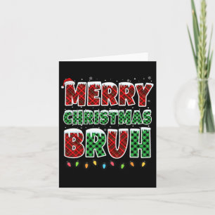 Cartão Feliz Natal Bruh Red Green Xadrez Xmas Luzes F
