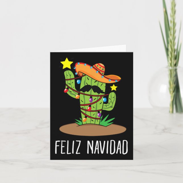 Cartão Feliz Natal Cactus - Árvore Mexicana do Natal em J (Frente)