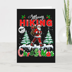 Cartão Feliz Natal Caminhada Colorido Papai Noel Árvore d