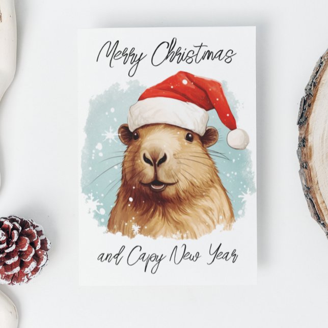 Cartão Feliz Natal Capybara (Criador carregado)