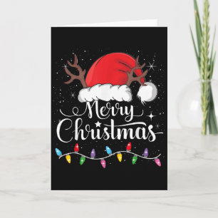Cartão Feliz Natal Chapéu Vermelho do Papai Noel Rena Nat