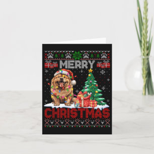 Cartão Feliz Natal Chow Chow Dog Família Feia Xm