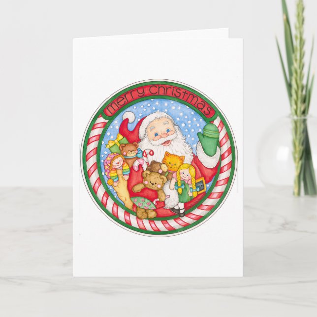 Cartão Feliz Natal Círculo do Papai Noel (Frente)