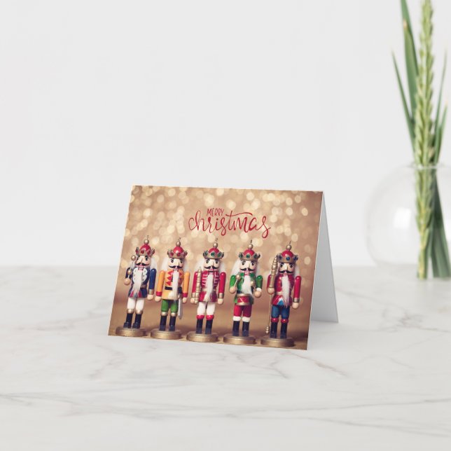 Cartão Feliz Natal Coloridos Nutcrackers (Frente)