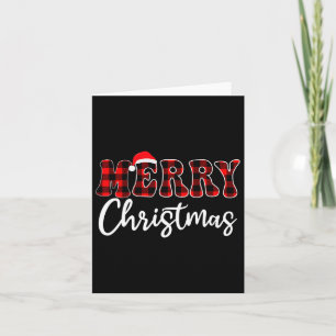 Cartão Feliz Natal Com A Família Xadrez Negra E Vermelha