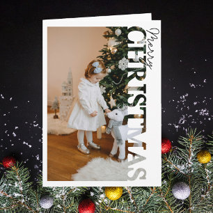 Cartão Feliz Natal com foto personalizada da família 