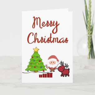 Cartão Feliz Natal com Papai Noel e Rudolph