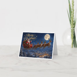 Cartão Feliz Natal com Papai Noel em seu trenó