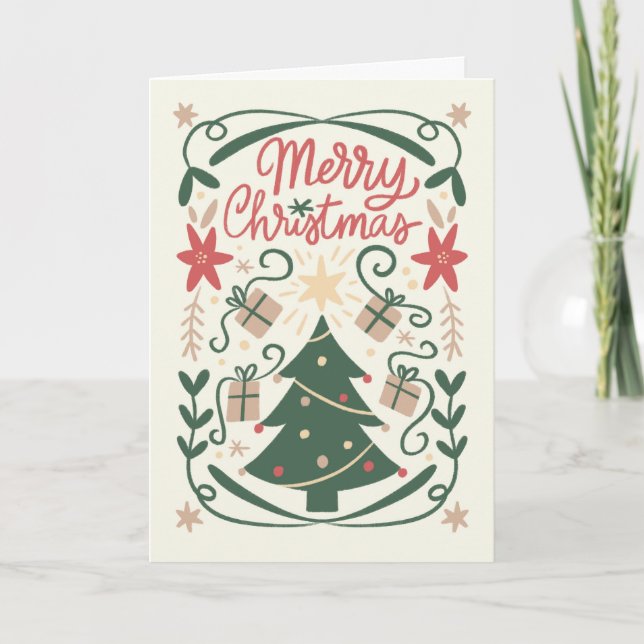 Cartão Feliz Natal com uma Árvore (Frente)