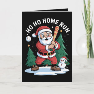 Cartão Feliz Natal Corrida de Casa Papai Noel Beisebol Bo