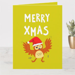 Cartão Feliz Natal Coruja Dançante