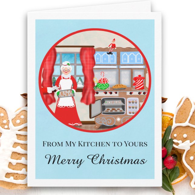 Cartão Feliz Natal Cozinha da Sra. Claus (Criador carregado)