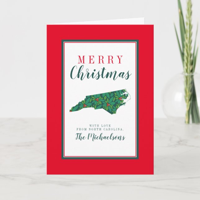 Cartão Feliz Natal da Carolina do Norte (Frente)