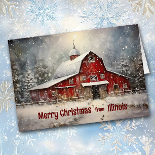 Cartão Feliz Natal da Placa de inverno de Illinois