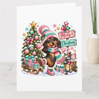 Cartão Feliz Natal Dachshund