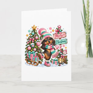 Cartão Feliz Natal Dachshund